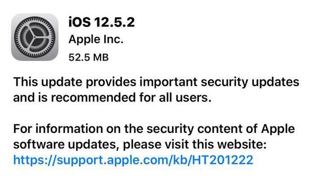 滨海苹果手机维修分享iOS12.5.2发布，建议所有老苹果用户安装 